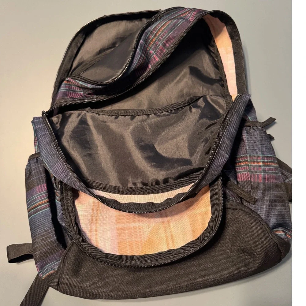 Volcom Plaid Backpack Purple Blue Pink Skate School Bag with Laptop Sleeve Y2K